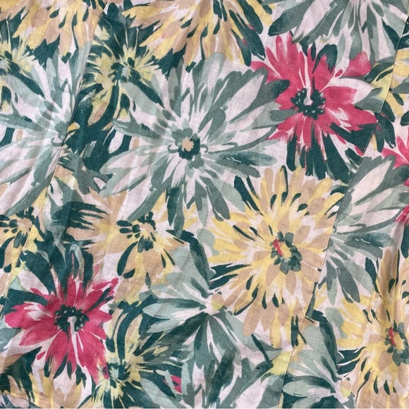 JM Collection Shirt Women 24W Colorful 100% Linen Button Front Tropical Casual - Picture 8 of 8